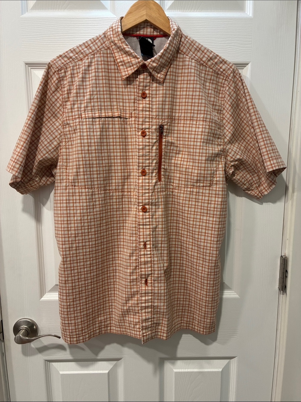 The North Face Men's Short-Sleeve Plaid Button-Down Shirt - Orange/Tan
